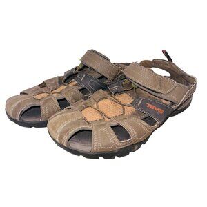 Teva Leather Upper Outdoor Hiking Trail Sandals 10 adjustable Straps Cushion